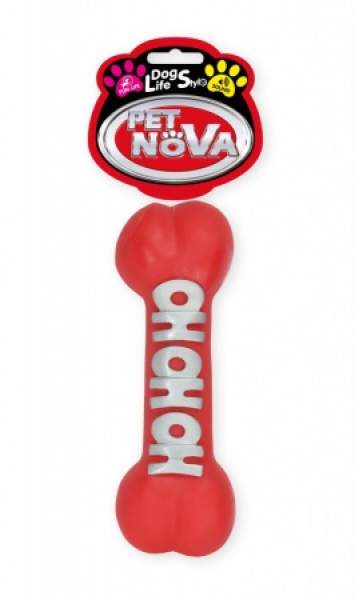 DOG LIFE STYLE Knochen mit der Aufschrift Ho Ho, 23 cm, rot